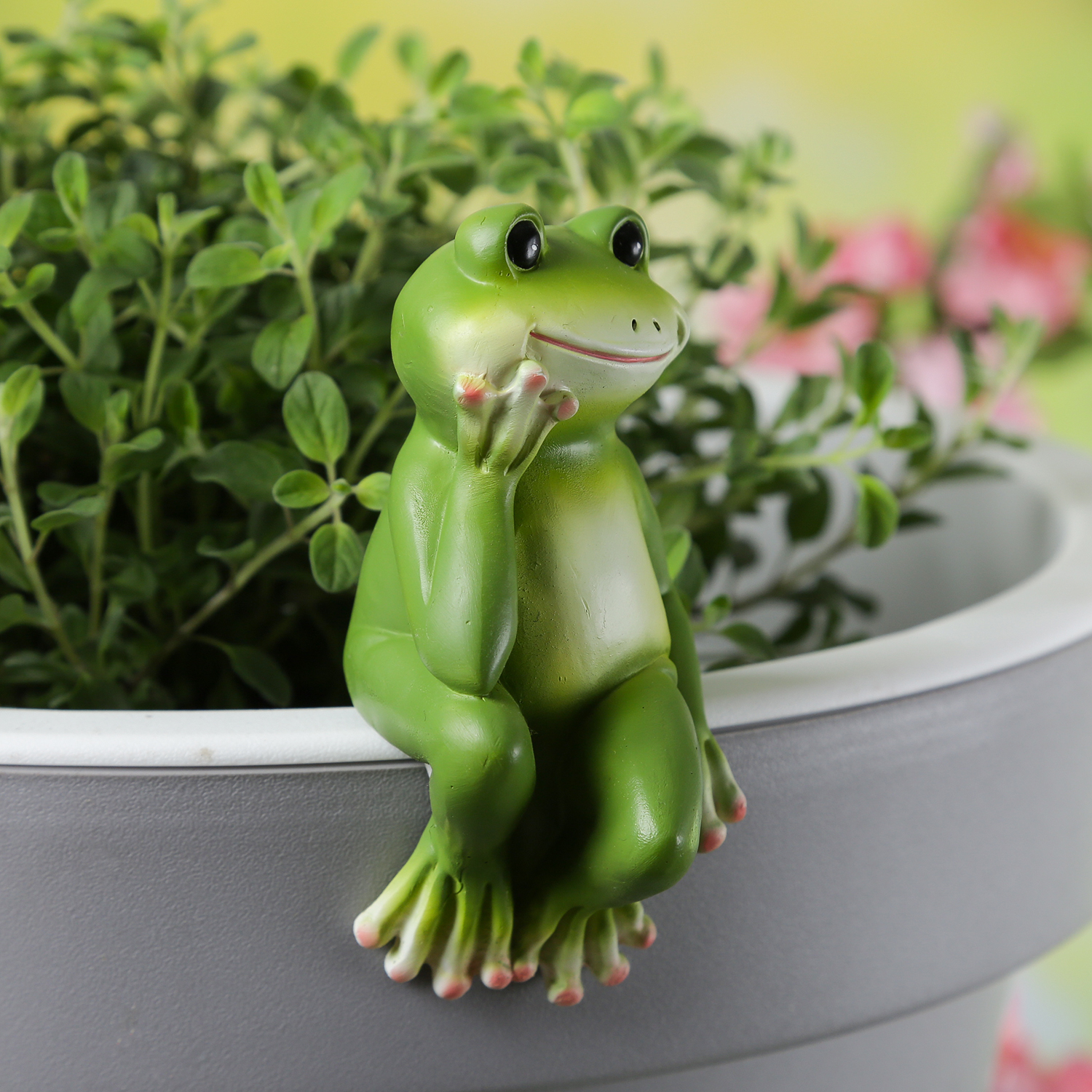 Blumentopfhänger Frosch - niedliche Dekofigur als Topfhänger - Tierfigur - Polyresin - H: 10cm