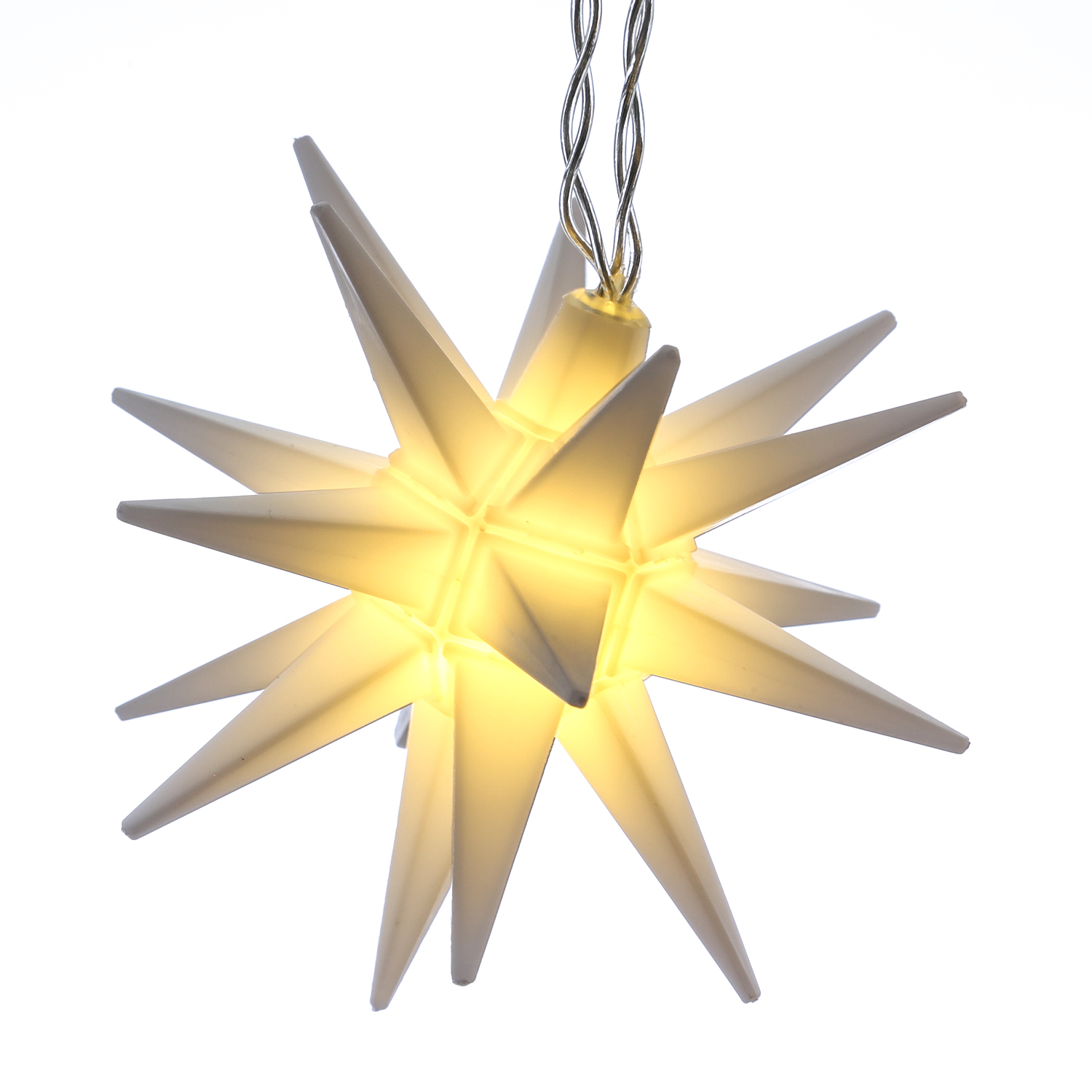 LED Lichterkette 3D Sterne - 8 warmweiße LED - L: 2,80m - Trafo - für Außen - weiß