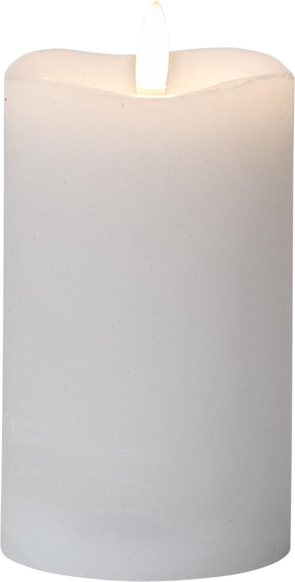 LED Stumpenkerze "Flamme" - Echtwachs - warmweiße Flamme - H: 14cm - Batteriebetrieb - Timer