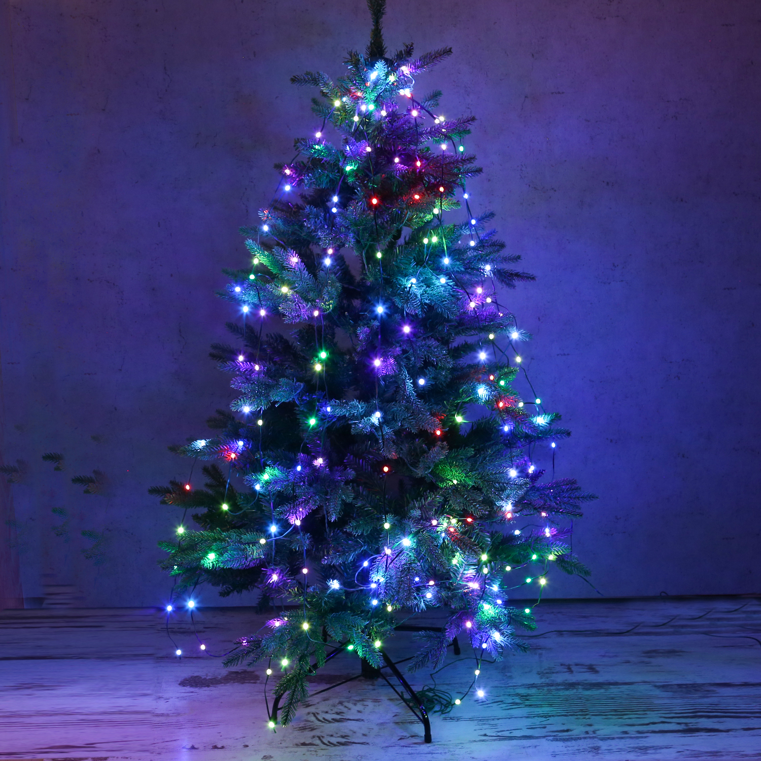 LED Baummantel - Serie LED - 160 bunte LED - H: 2.00m - schwarzes Kabel