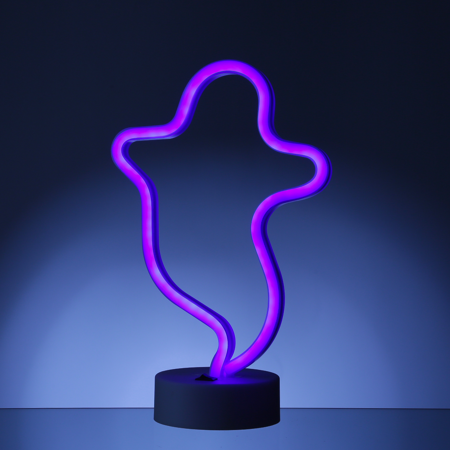 LED NEON Figur GESPENST - Neon Schild - H: 29cm - Batterie oder USB Betrieb - stehend - blau