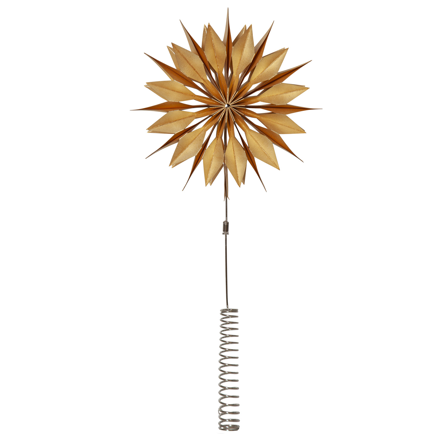 LED Baumspitze Papierstern MELLI -  10 warmweiße LED - H: 43cm - D: 20cm - Timer - Batterie - gold