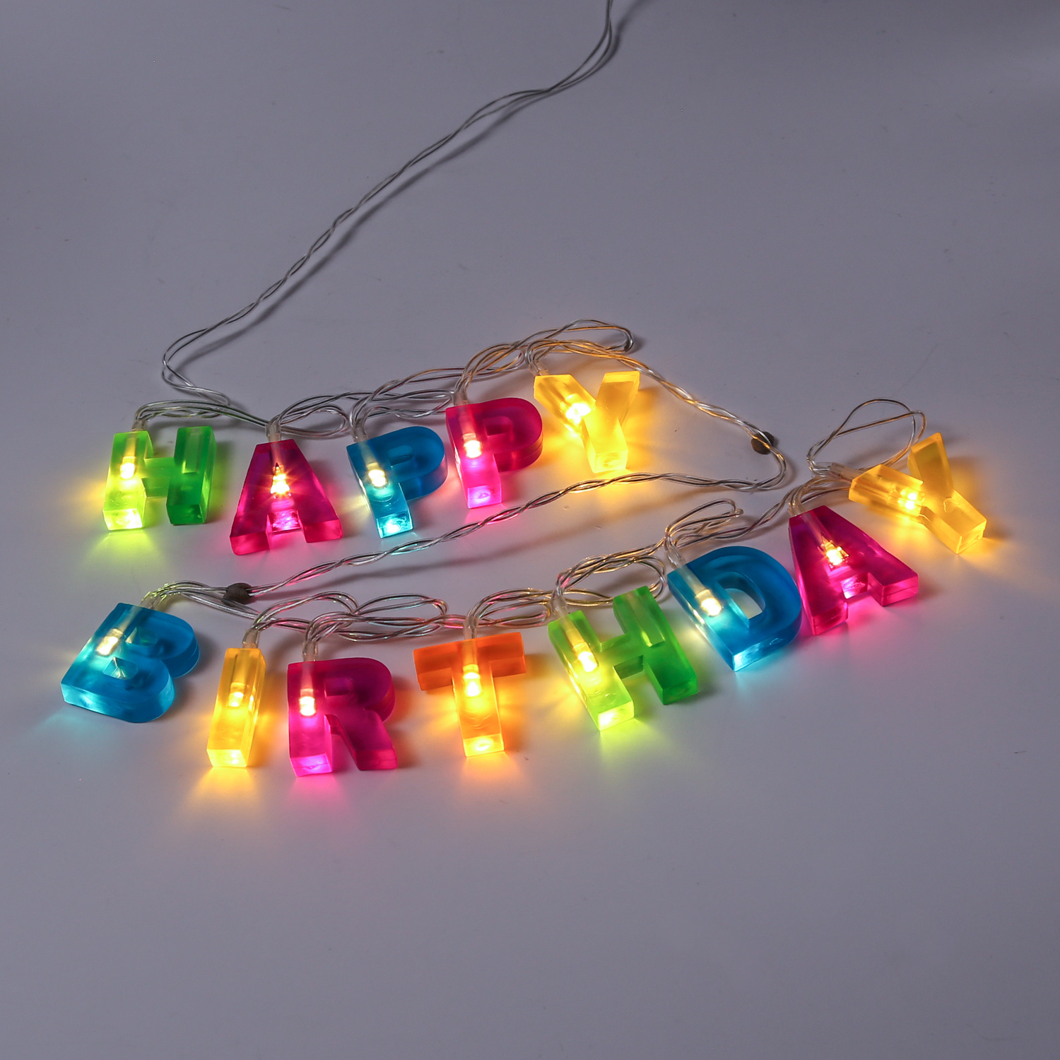 LED Lichterkette HAPPY BIRTHDAY - 13 warmweiße LED - L: 1,10m - Batteriebetrieb - bunt