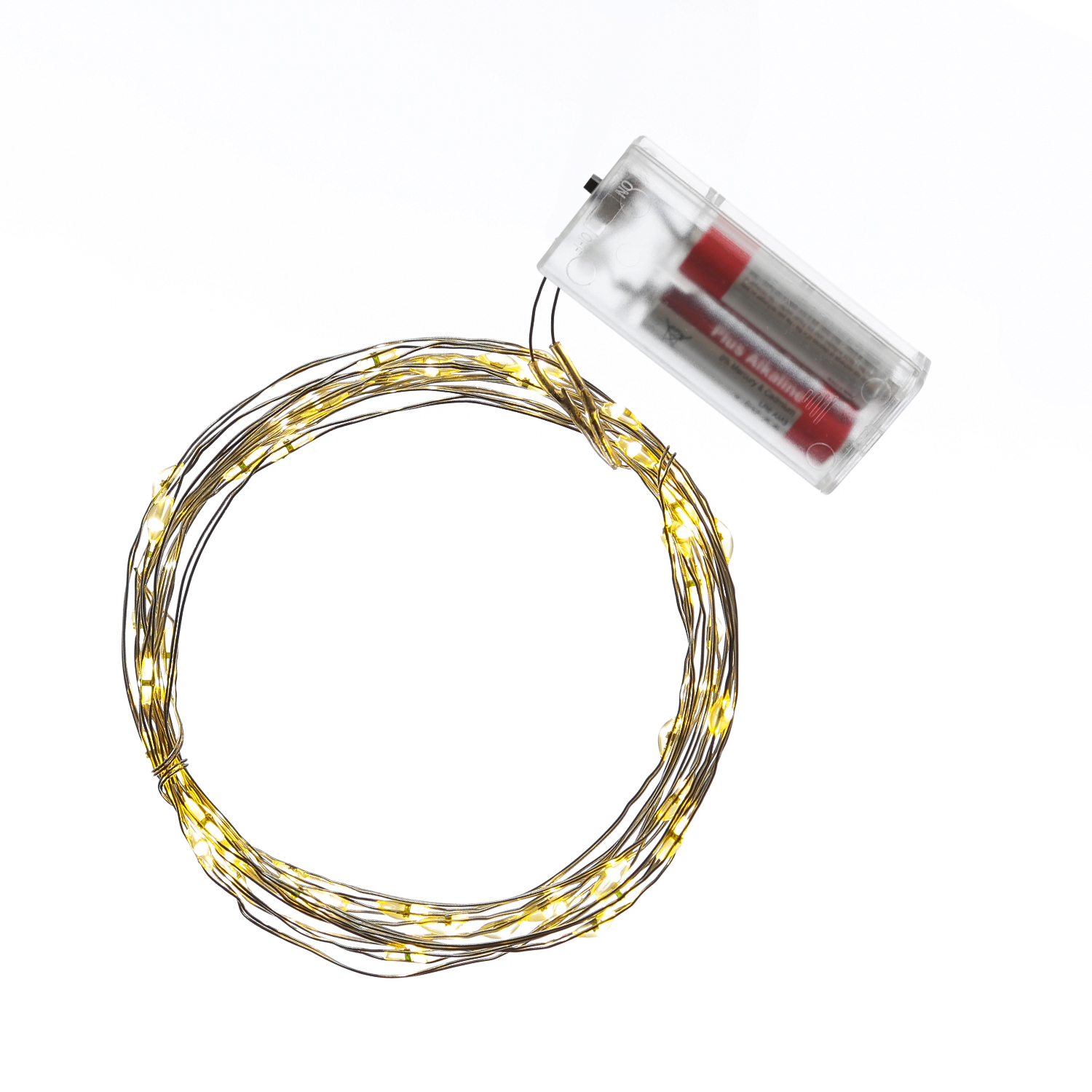 LED Drahtlichterkette - 40 warmweiße Micro LED - L: 1,95m - Batteriebetrieb - silber