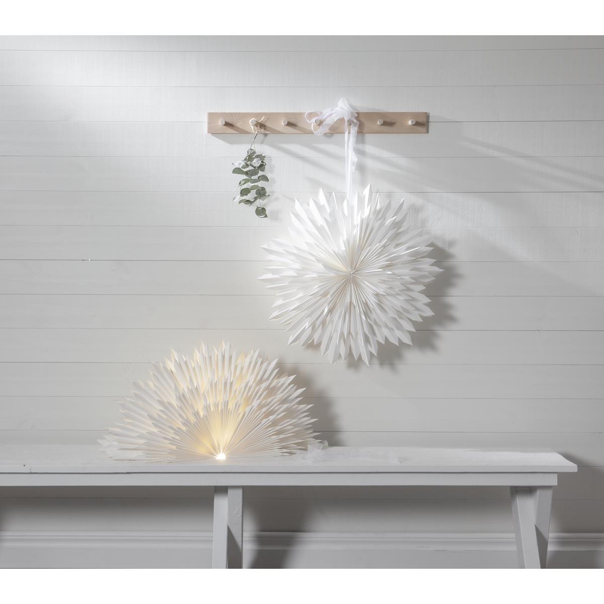 Papierstern - Ice - hängend - D: 50cm - mit Band - zerknittertes Papier - 3 - lagig - weiß