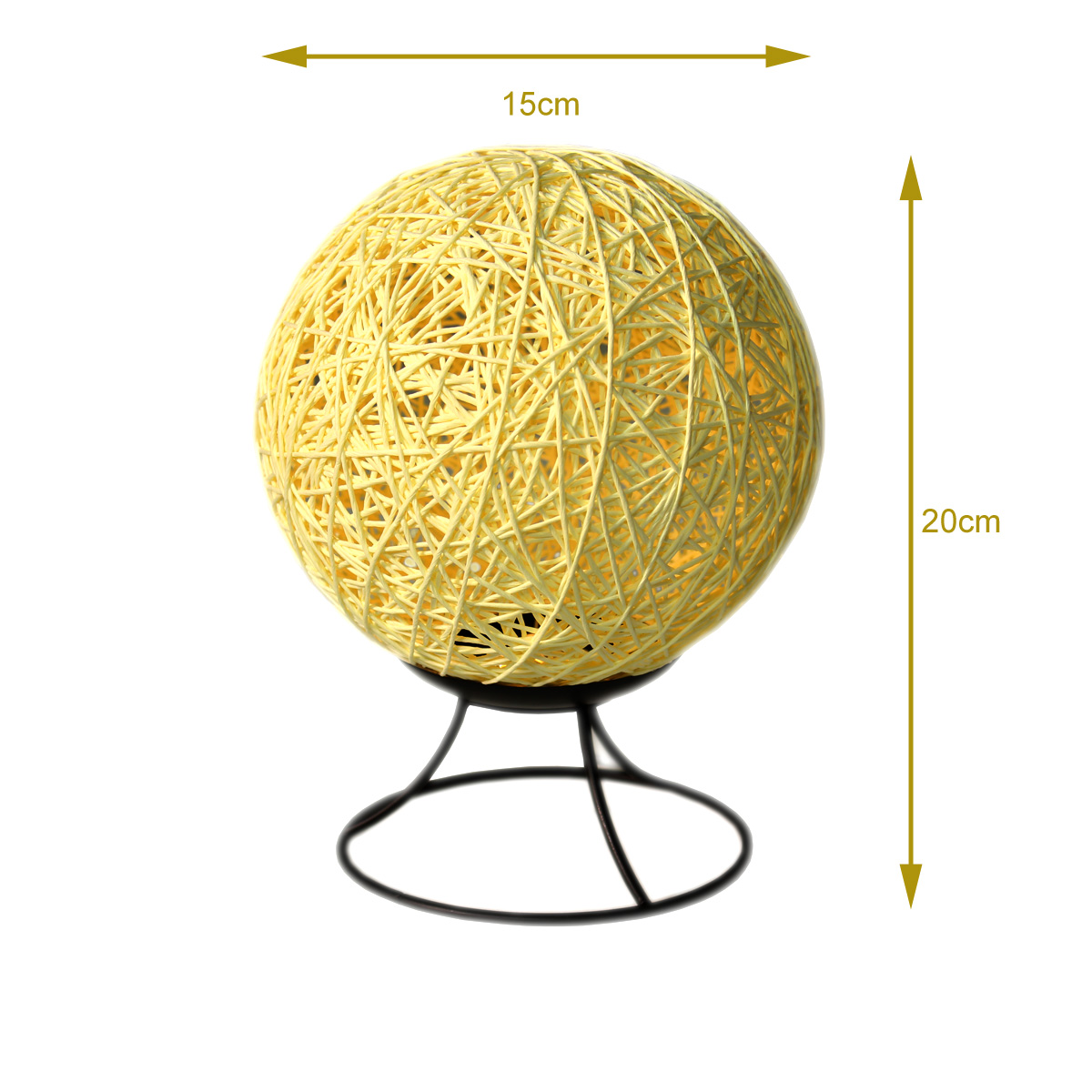 Dekolampe NEST - helle Bastkugel mit 6 warmweißen LEDs - dimmbar - USB Stromversorgung - D: 15cm