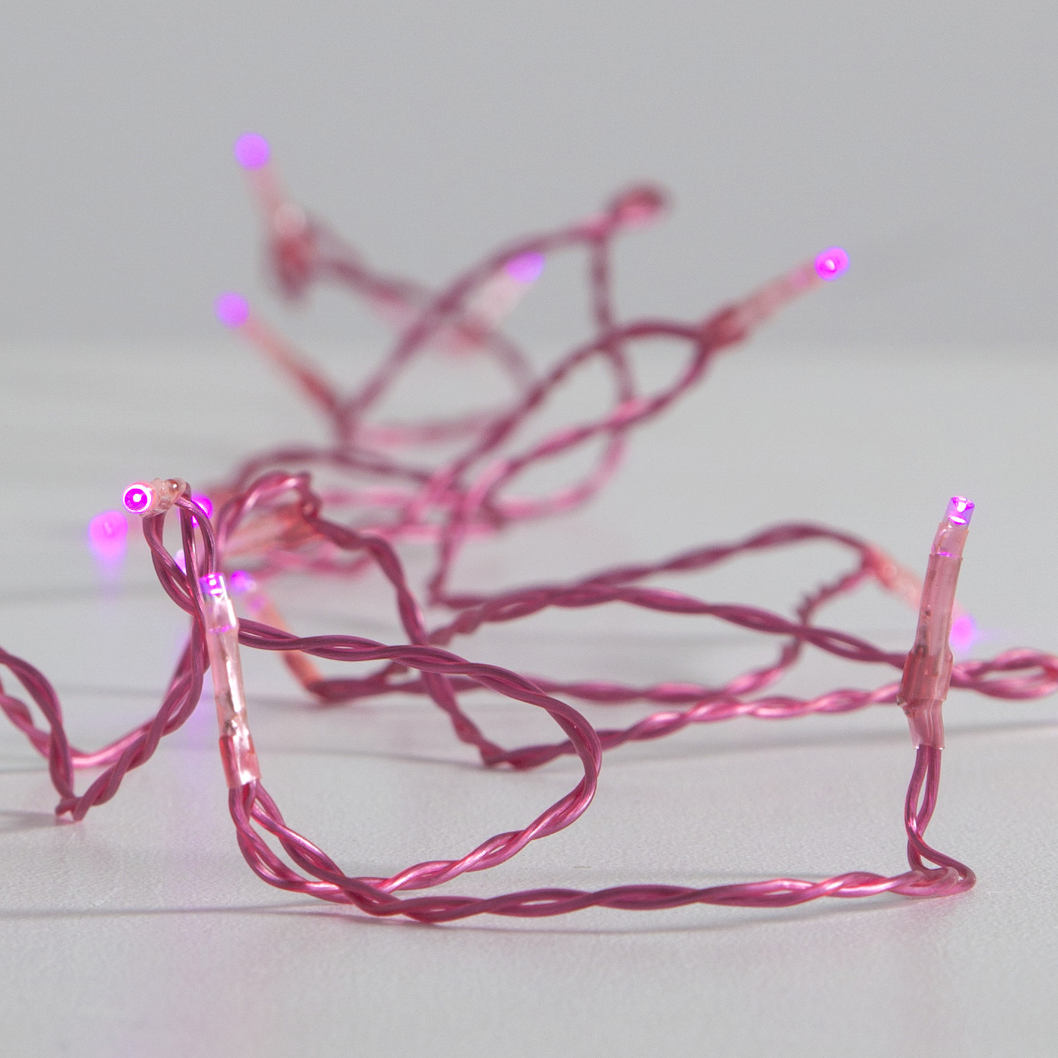 LED-Lichterkette | TRENDLITES | Indoor | Batteriebetrieb | Timer | 2.10m | pinkes Kabel | 15x pinke LEDs