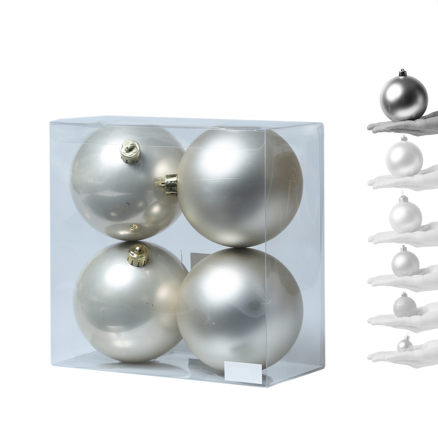 Christbaumkugel - Weihnachtsbaumkugel - bruchfest - D: 10cm - glänzend, matt - champagner - 4er Set