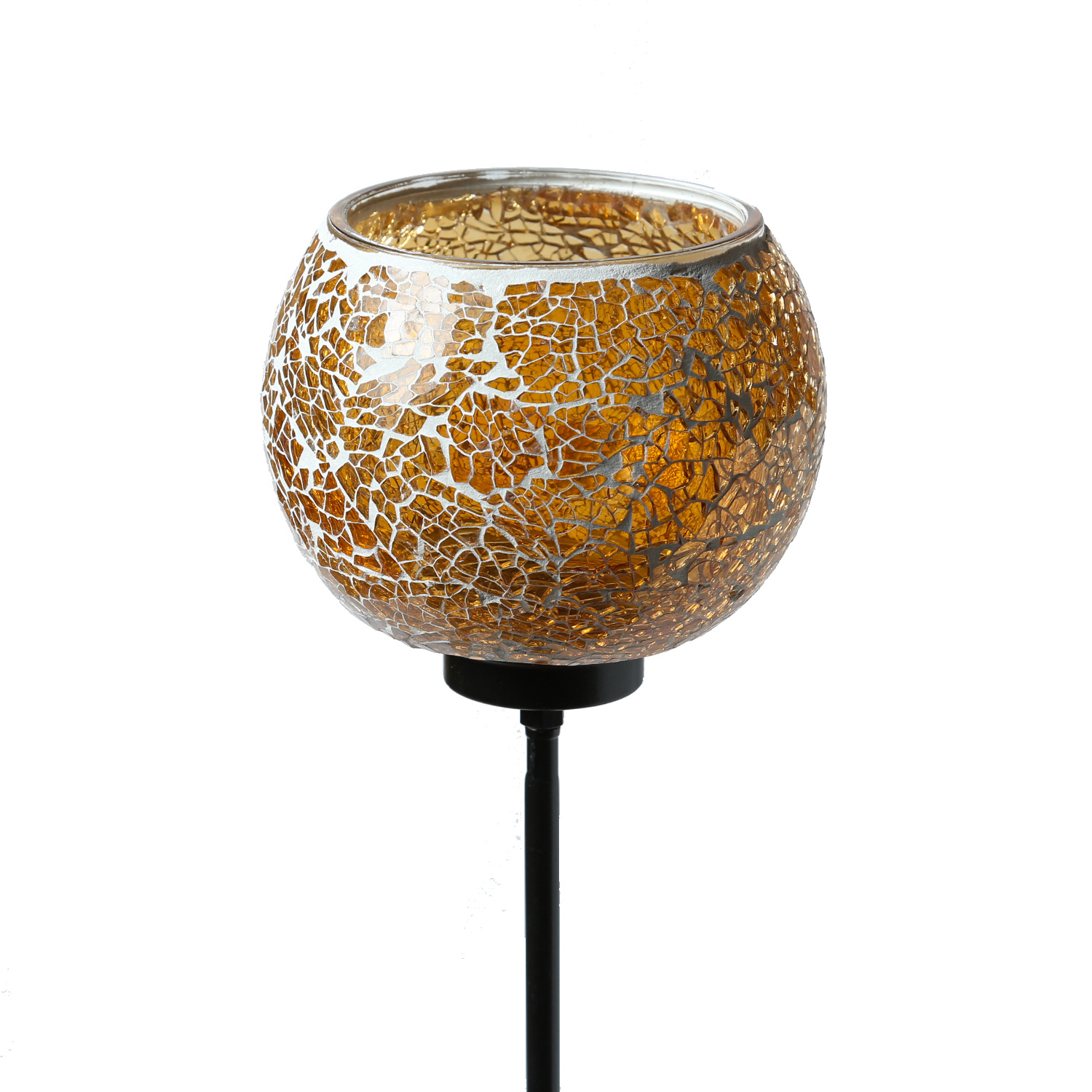 Windlicht Mosaik - Teelichthalter - mit Erdspieß - H: 102cm - D: 12,5cm - orange