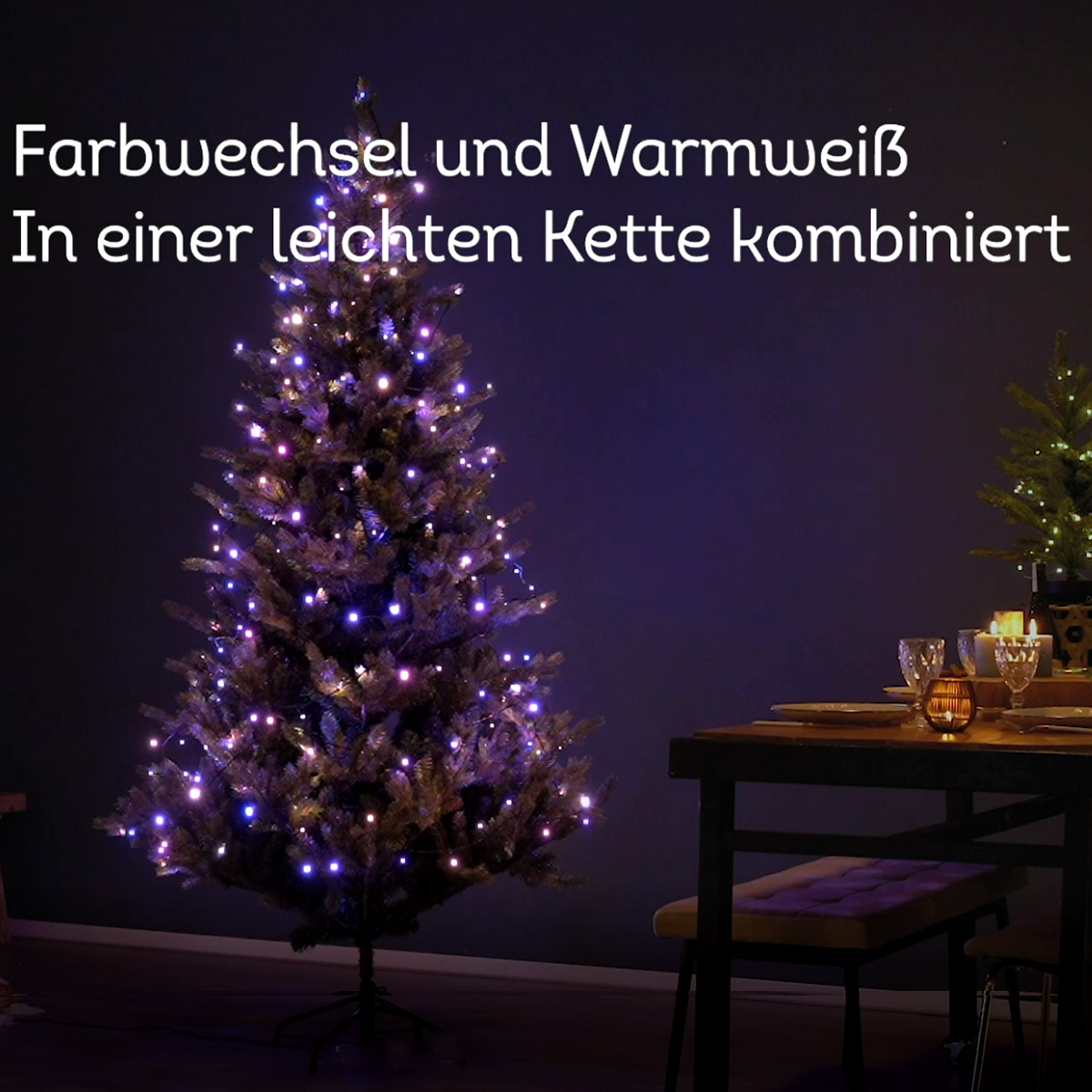 LED Lichterkette - App gesteuert - 200 farbwechselnde LED - viele Funktionen - L: 19,9m - grün