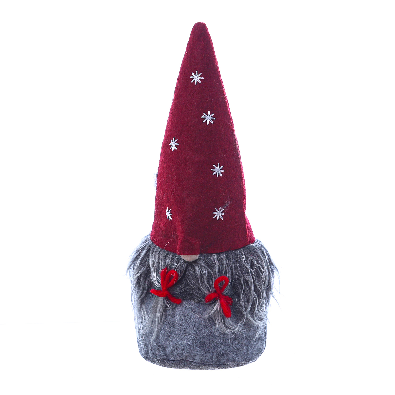 Stoff Wichtel - Dekofigur - rote Mütze mit Sternen - H: 25,5cm - grau/rot