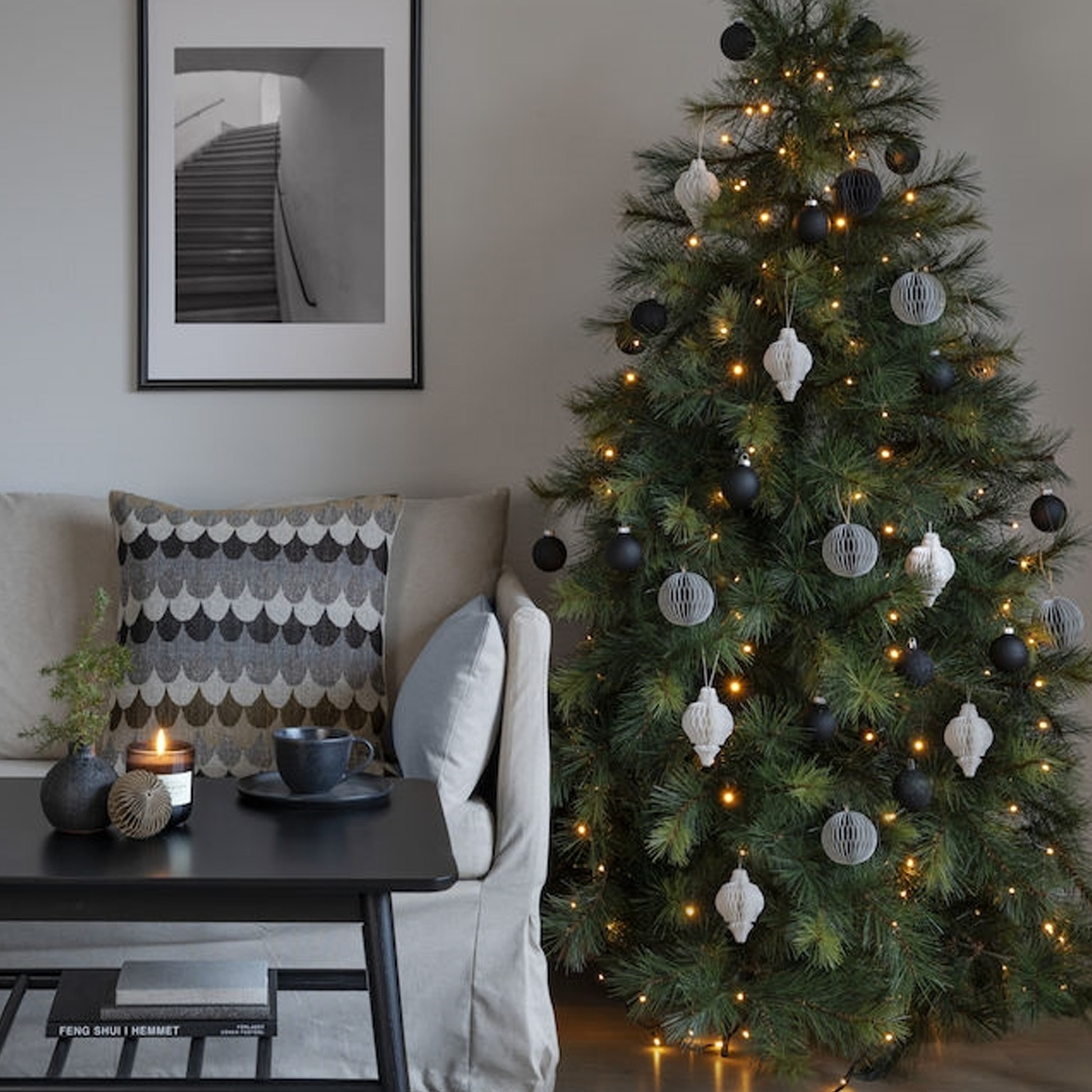 LED Baummantel Lichterkette - 5 Stränge jeweils 40 bernsteinfarbene LED - gefrostet - Timer - innen