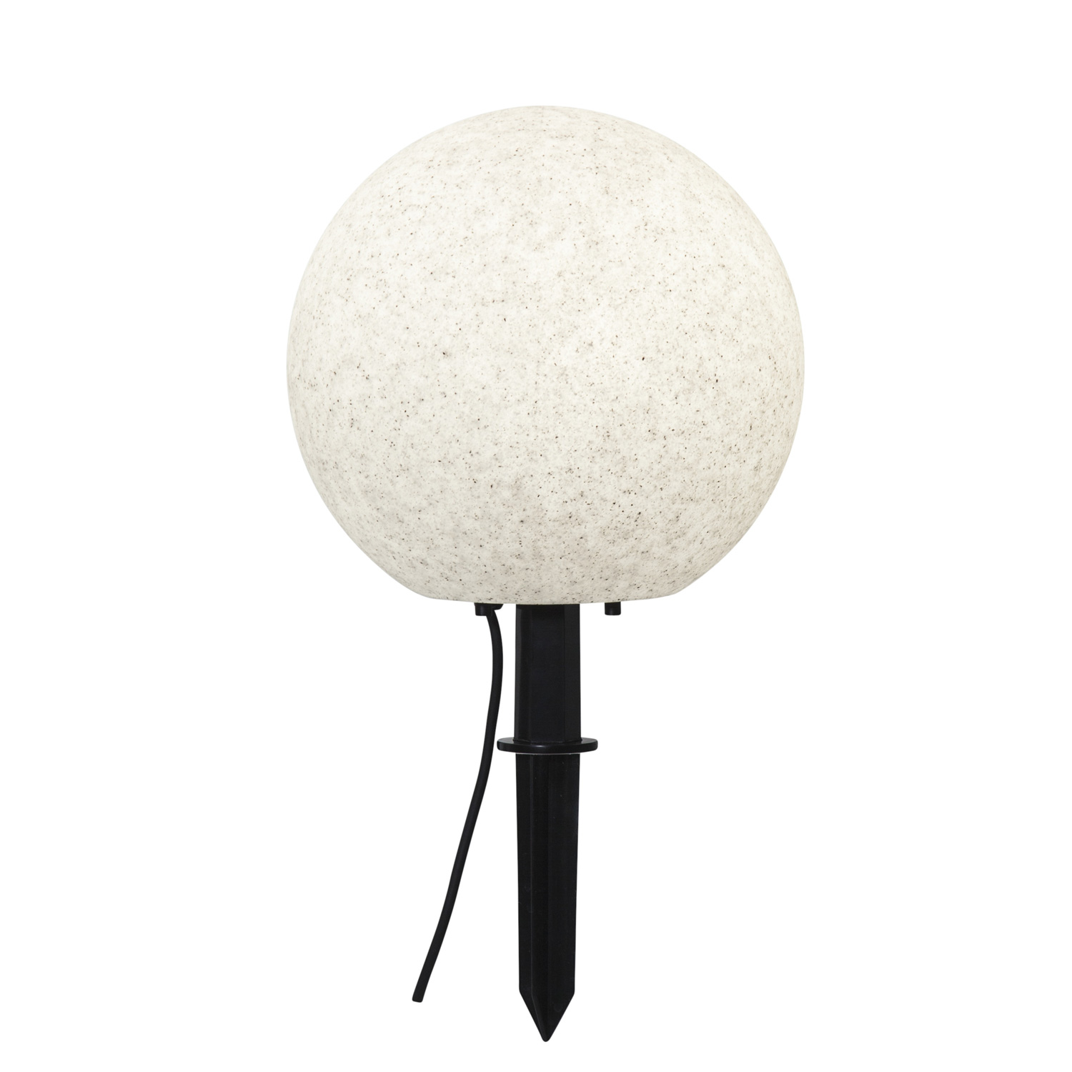 Gartenkugel STONE - Erdspieß - H: 29cm - D: 30cm - Fassung E27 - Kabel - Außen - grau