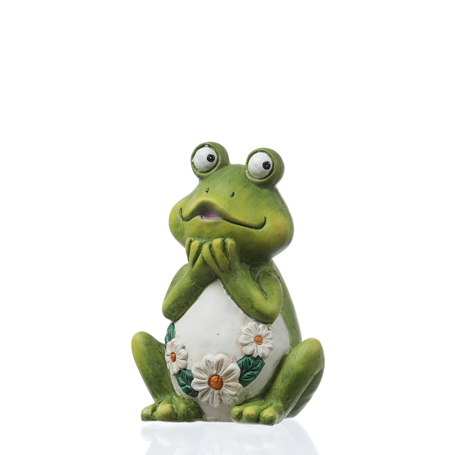 Gartenfigur verträumter Frosch Rosie - Tierfigur - Magnesia - H: 16cm - für Außen - grün