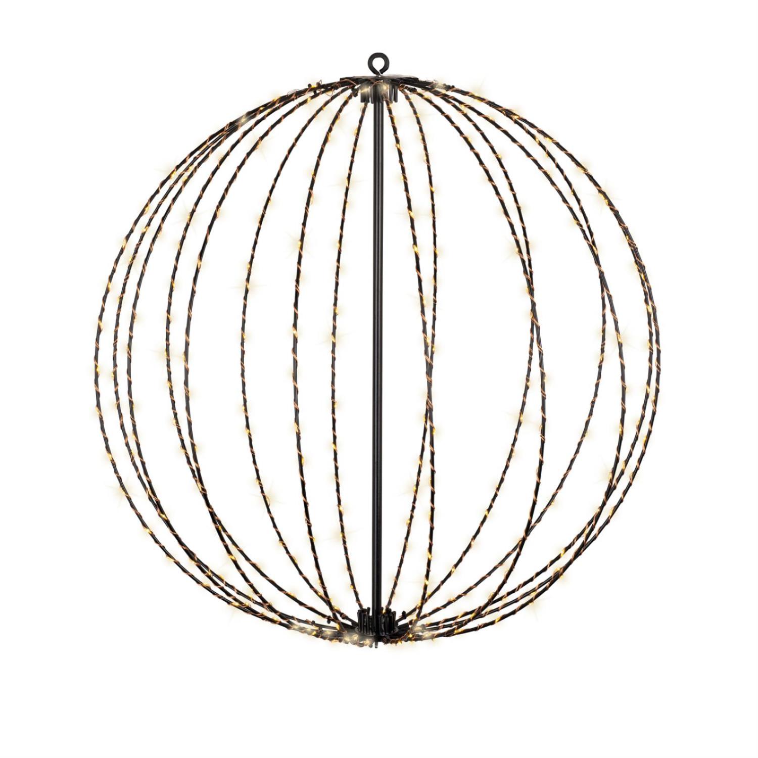 B-Ware LED Drahtkugel - Leuchtkugel - D: 56cm - 320 warmweiße LED - faltbar - für Innen und Außen - schwarz