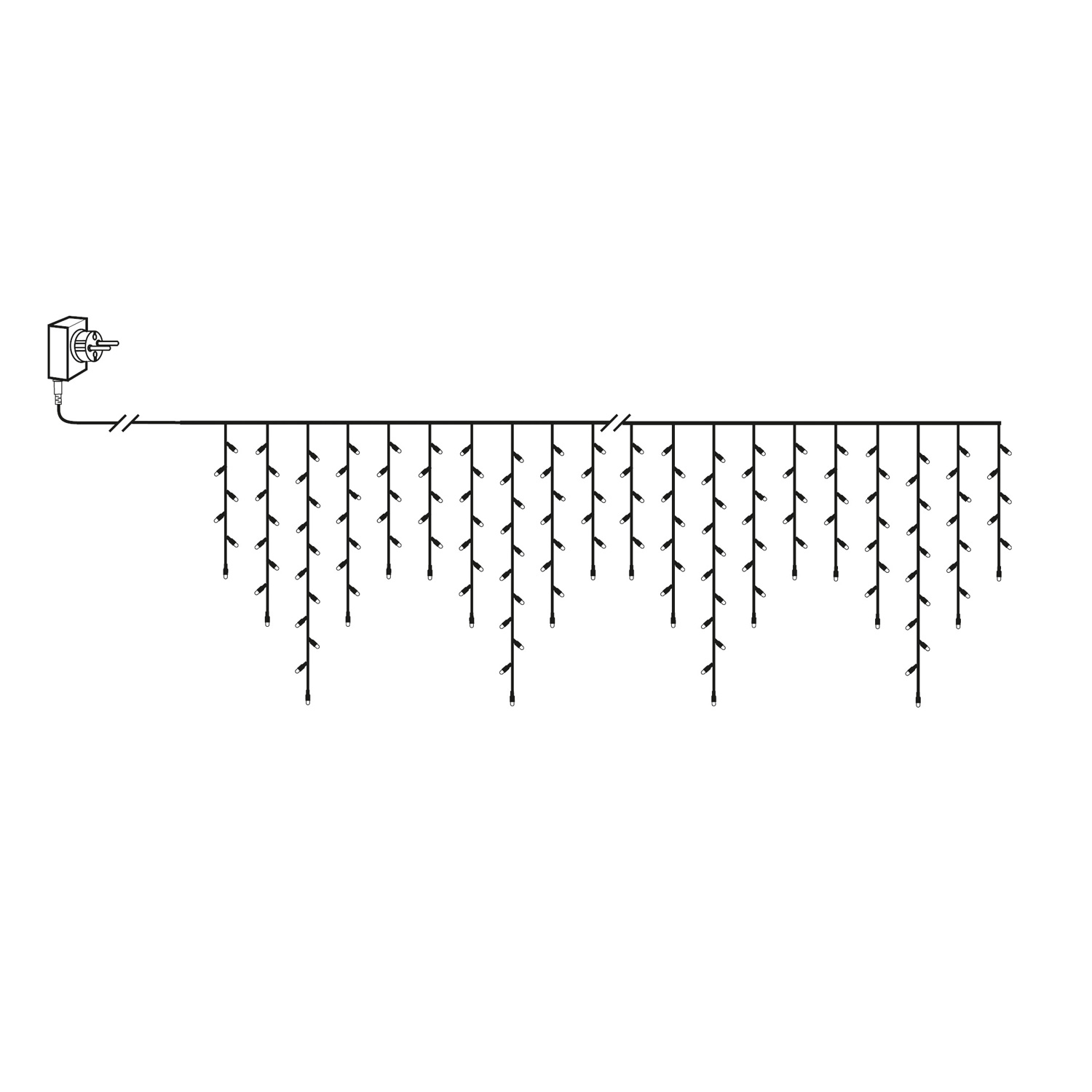 LED Lichtvorhang - Serie LED - outdoor - 480 ultra warmweiße LED - L: 11,9m, H: 55cm - schwarzes Kabel