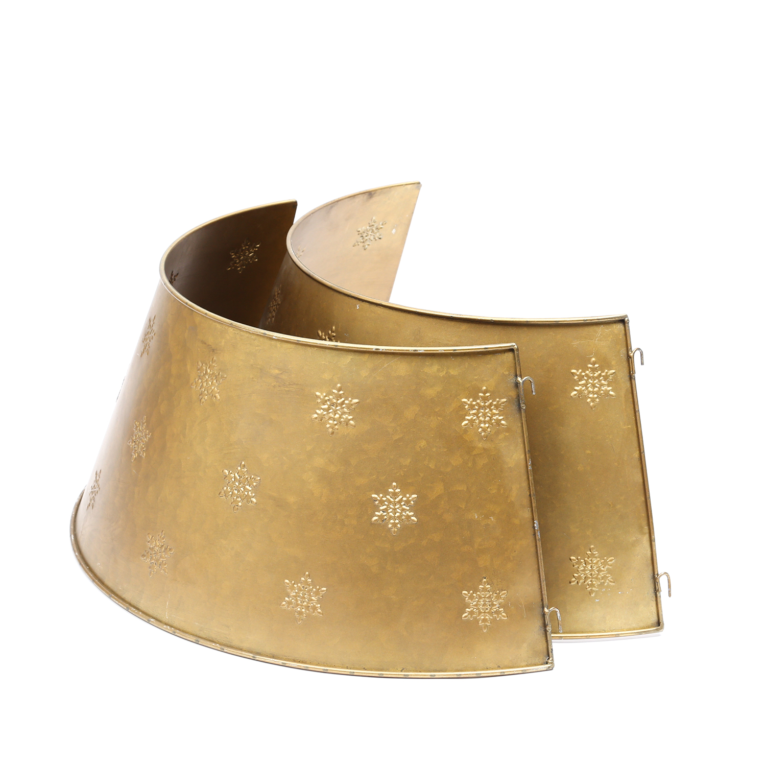 Weihnachtsbaumring - Verkleidung für Baumständer - Metall - D: 57cm - mit Haken und Ösen - gold
