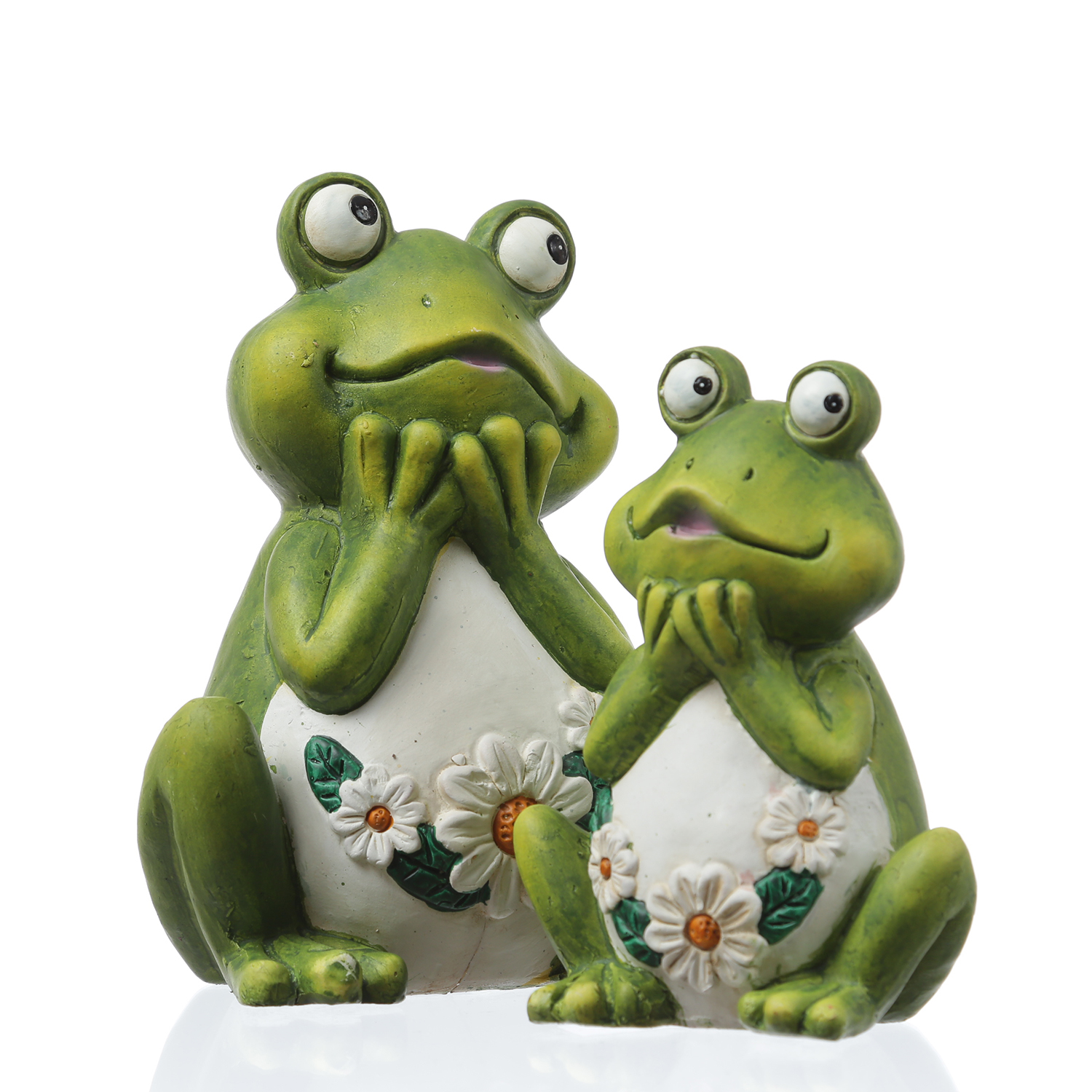 Gartenfigur verträumter Frosch Rosie - Tierfigur - Magnesia - H: 16cm - für Außen - grün