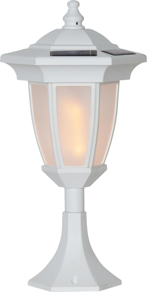 LED Solar Laterne "Flame" - 4in1 - Tisch/Boden/Wand - gelbe LED - Dämmerungssensor - weiß