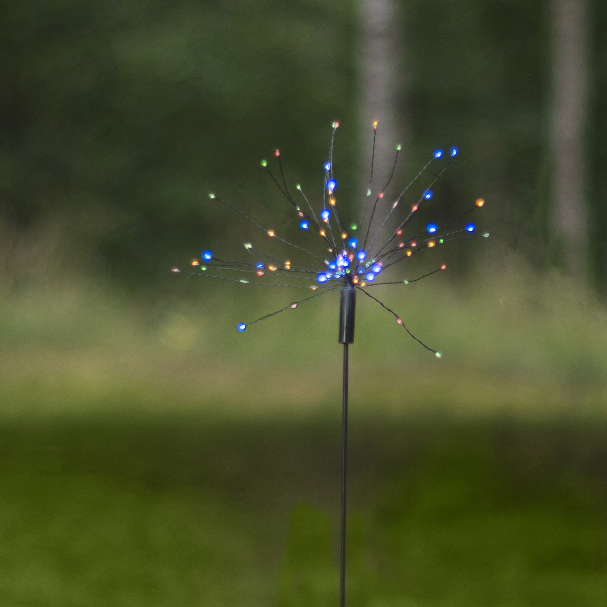 LED Solarstab FEUERWERK Gartendeko - 90 bunte LED - H: 100cm - Dämmerungssensor