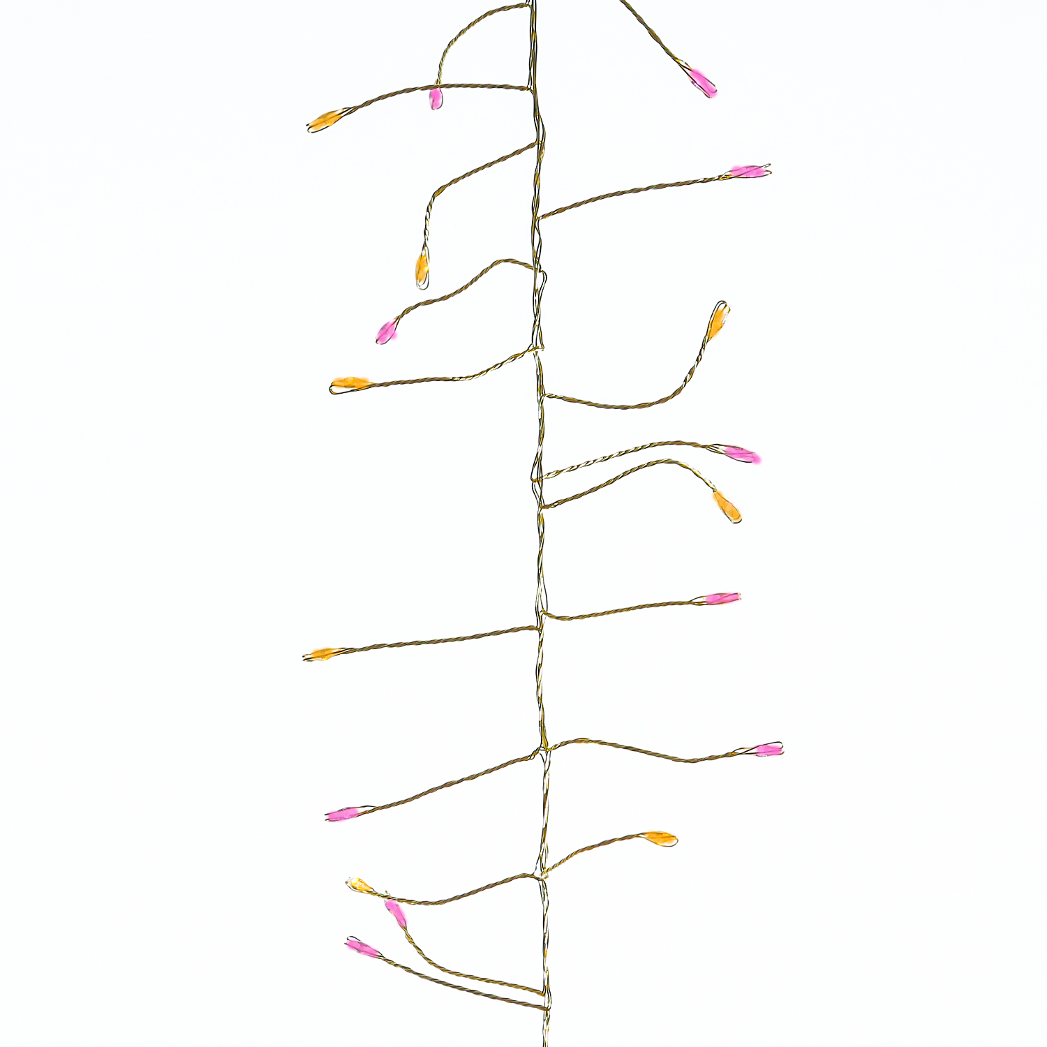 LED Draht Büschellichterkette Compact - 480 pink-/bernstein LED - L:6m - 8 Funktionen - Trafo - gold