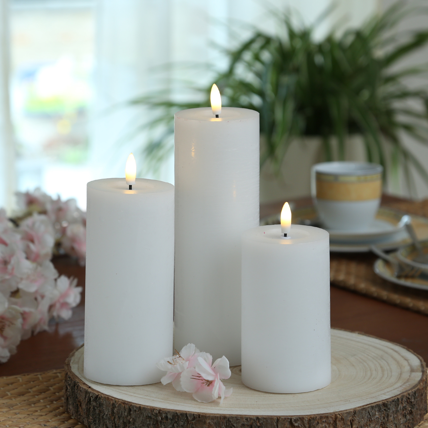 LED Kerzenset Wave - Echtwachs - flackernd - Timer - Fernbedienung - creme