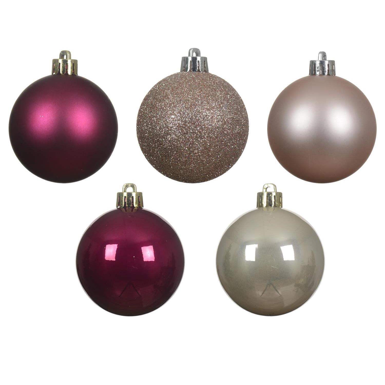 Christbaumkugeln - Baumkugel - bruchfest - D: 6cm - glänzend/matt/glitzernd - pink, rosa - 30St.