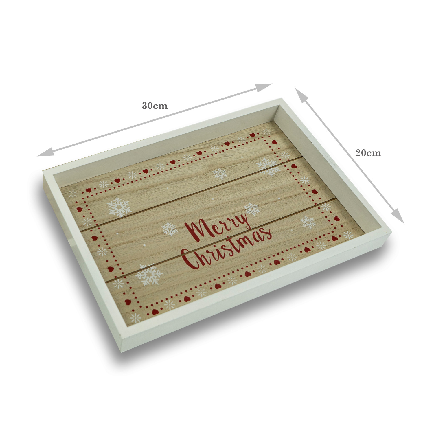 Tablett MERRY CHRISTMAS - Holz - L: 30cm - B: 20cm - weiß, rot, natur Tablett MERRY CHRISTMAS - Holz - L: 30cm - B: 20cm - weiß, rot, natur