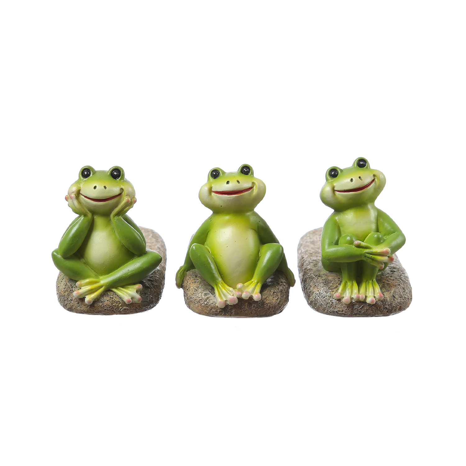Blumentopffüße lustige Frösche - Pflanzkübel Untersetzer - Kübelfüße - Polyresin - grün - 3er Set