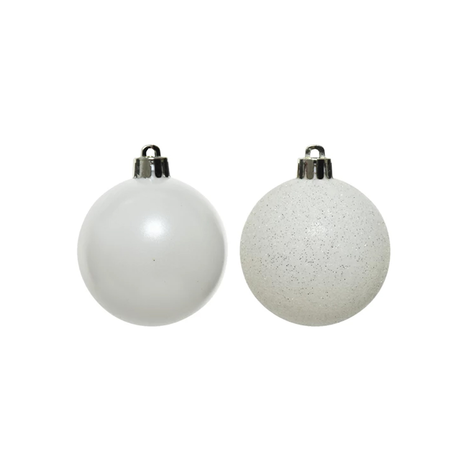 Christbaumkugel - Weihnachtskugel - bruchfest - D: 6cm - glänzend matt glitzernd - weiß - 10 Stk.