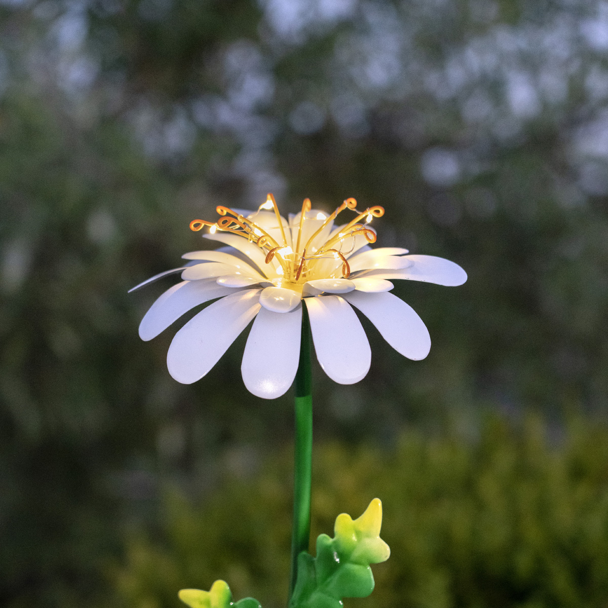 LED Solarstab "Gänseblümchen" - 10 warmweiße Dew Drop LED - H: 77cm - Dämmerungssensor