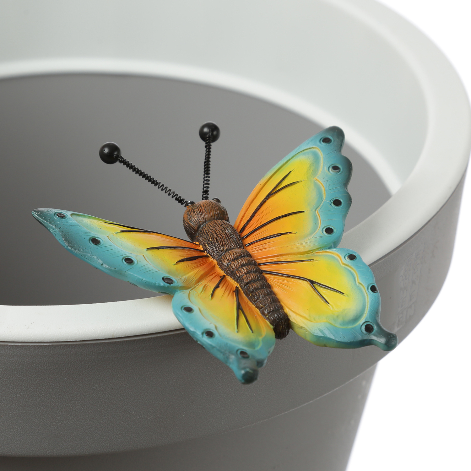 Blumentopfhänger Schmetterling - Dekofigur als Topfhänger - Tierfigur - Polyresin - H: 11cm
