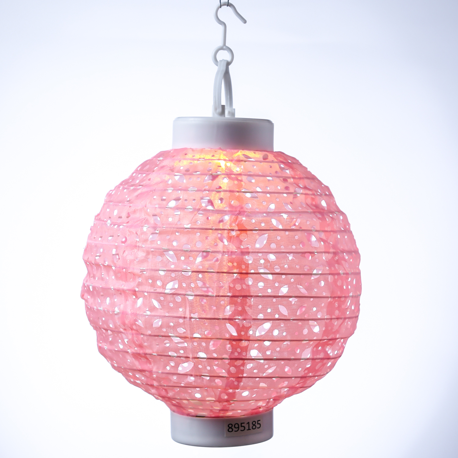 LED Solar Lampion - mit Muster - warmweiße LED - H: 23cm - D: 20cm - Lichtsensor - rosa