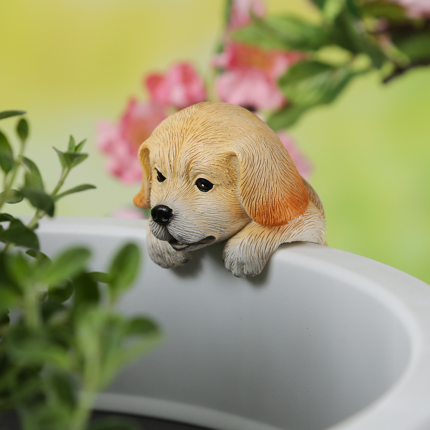 Blumentopfhänger Hund - niedliche Dekofigur als Topfhänger - Tierfigur - Polyresin - H: 11,5cm