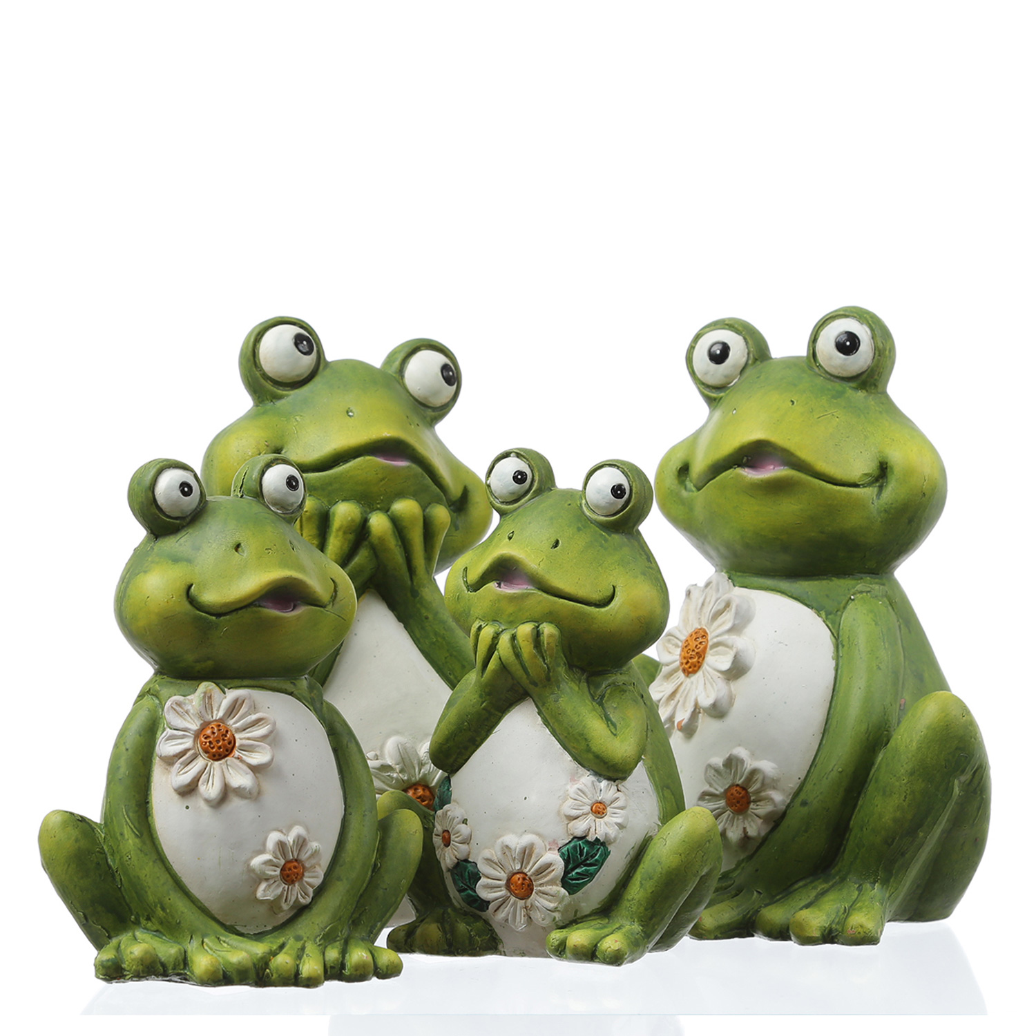 Gartenfigur verträumter Frosch Rosie - Tierfigur - Magnesia - H: 16cm - für Außen - grün