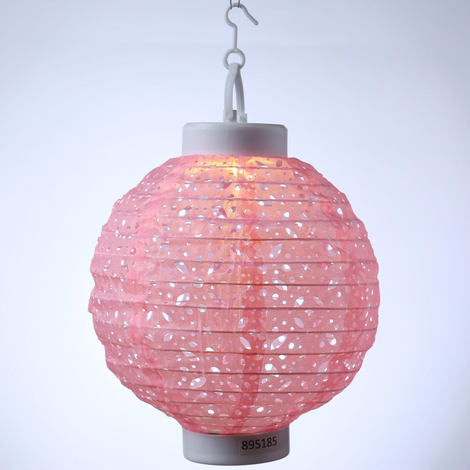 LED Solar Lampion - mit Muster - warmweiße LED - H: 23cm - D: 20cm - Lichtsensor - rosa