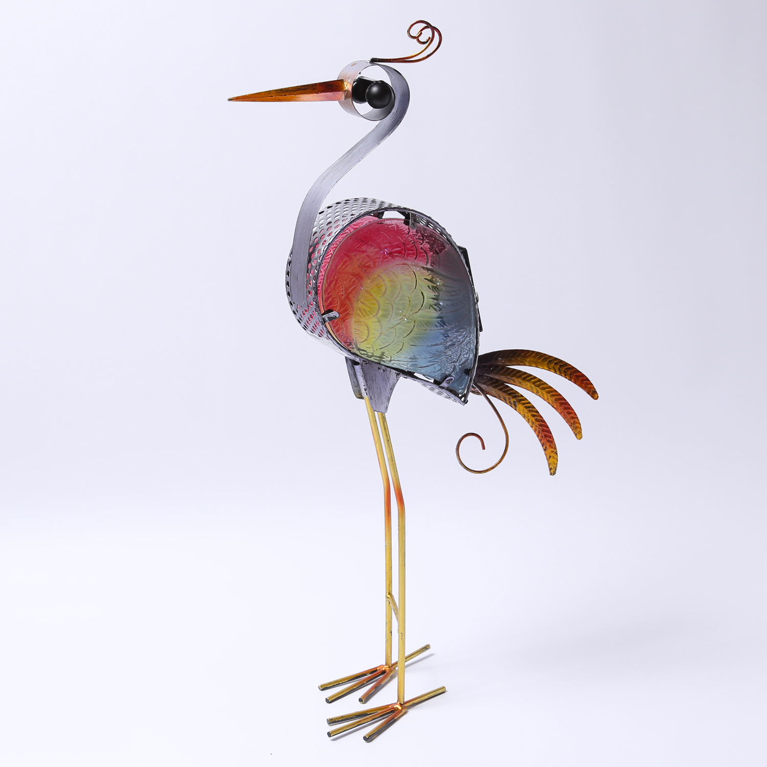 LED Solar Gartenfigur Paradiesvogel - 10 kaltweiße LED - H: 57cm - Dämmerungssensor - bunt