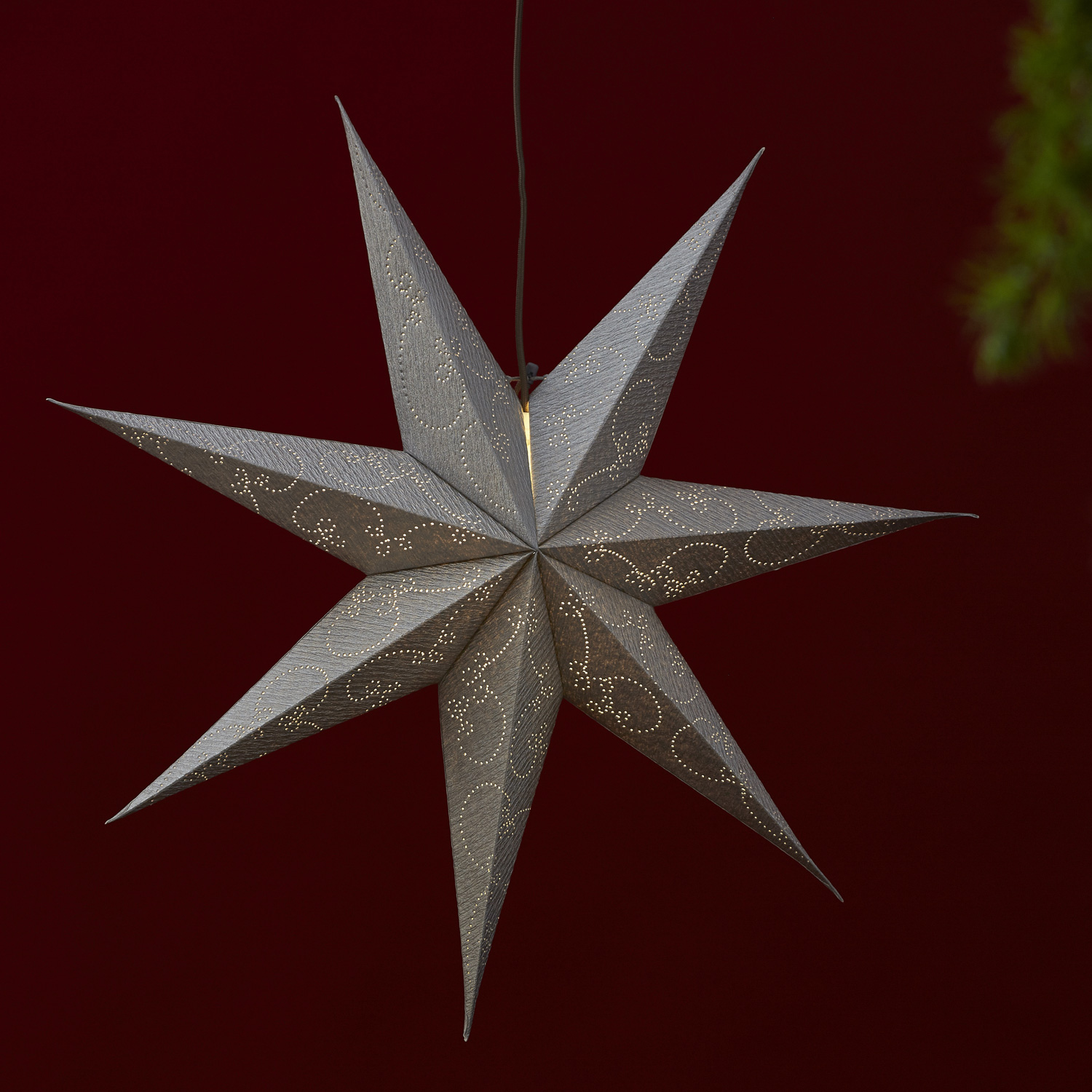 Papierstern "Decorus" - hängend - 7-zackig - Ø 75 cm - silber