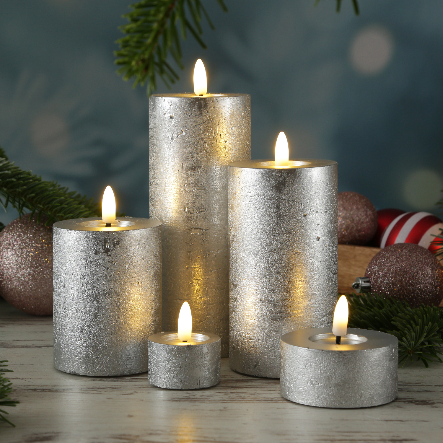 LED Teelichter LINA - Rustik-Optik - Echtwachs - Timer - mit Batterien - D: 4,4cm/H: 5cm - 2St.