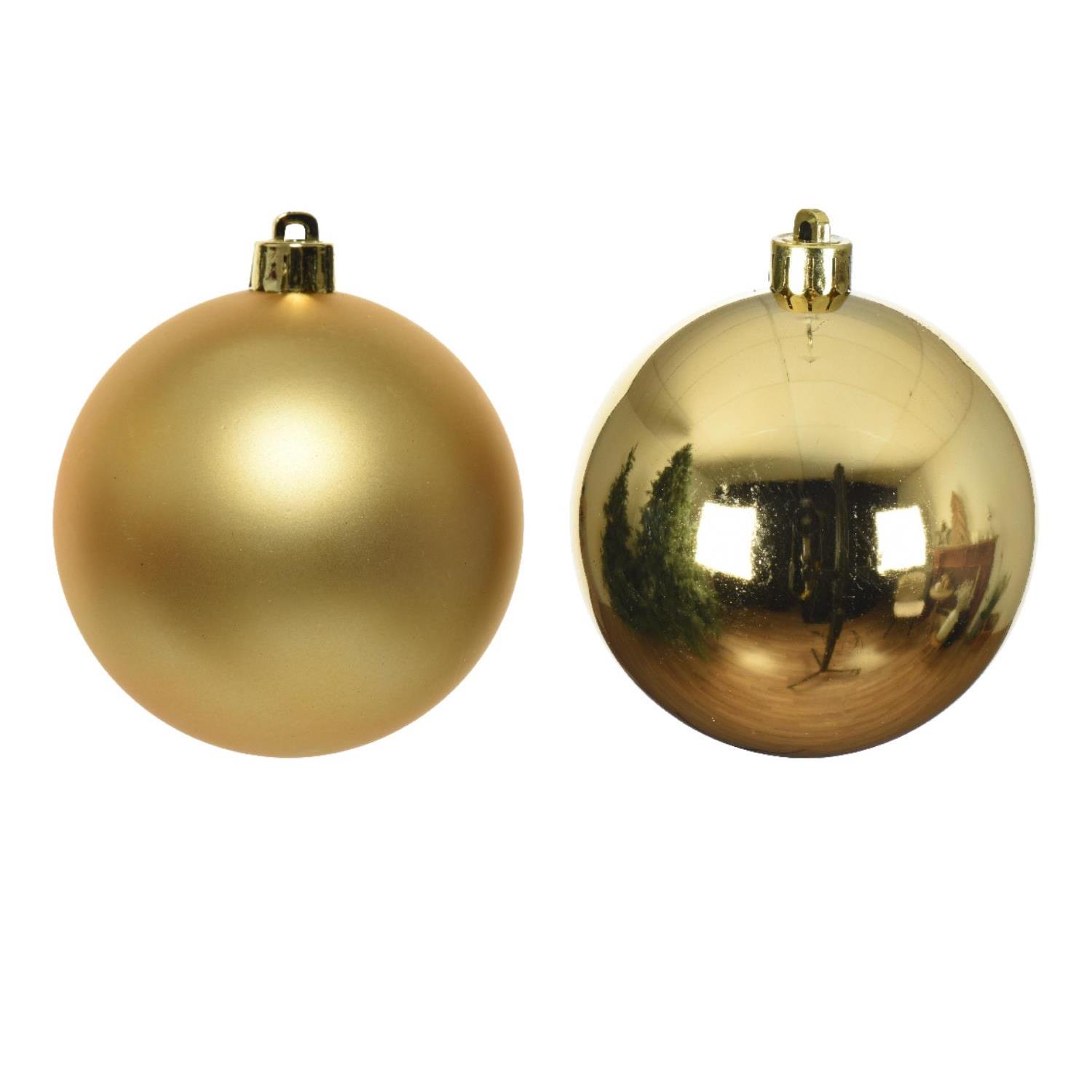 Christbaumkugel - Weihnachtsbaumkugel - bruchfest - D: 10cm - glänzend und matt - gold - 4er Set