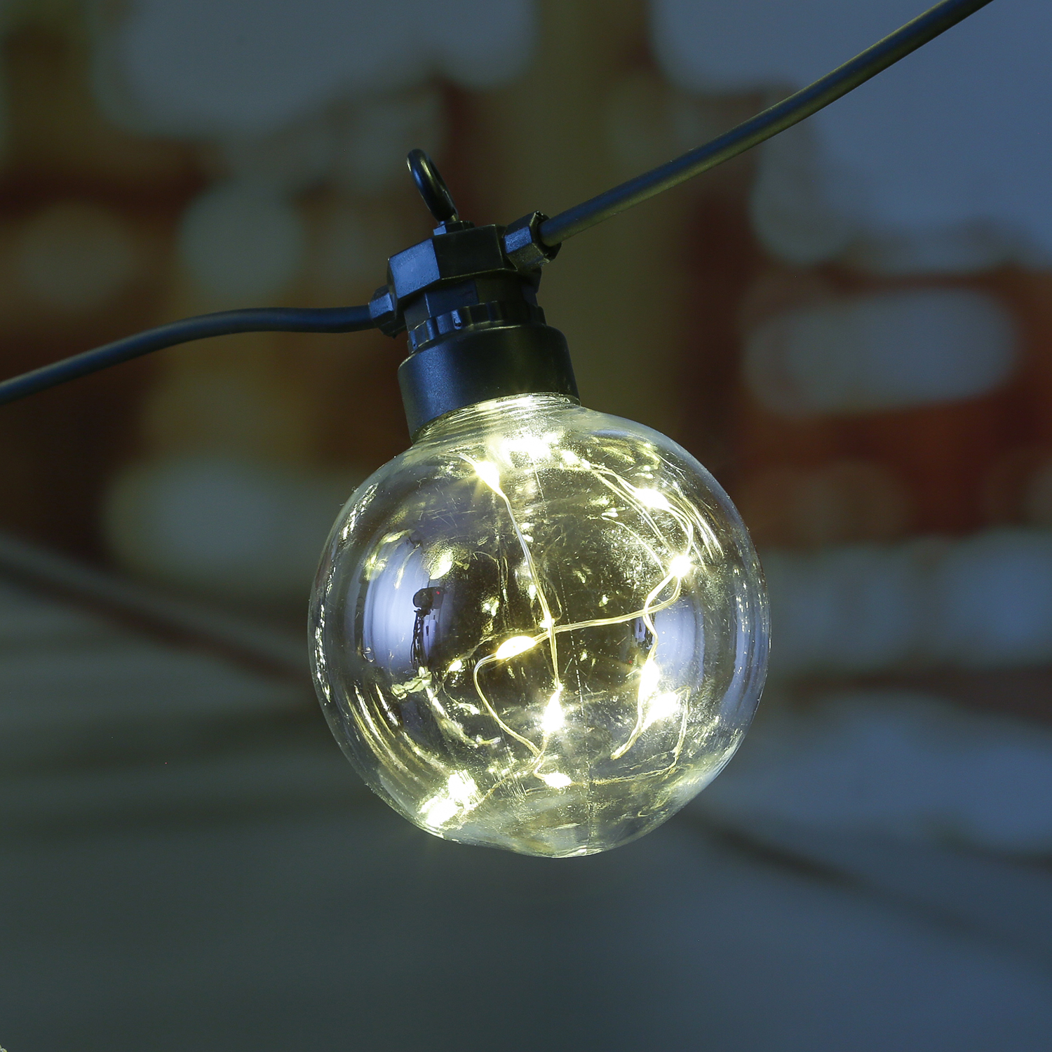 LED Party Lichterkette CIRCUS - 10 Kugeln mit je 10 Micro LED - L: 2,7m - inkl. Trafo - für Außen