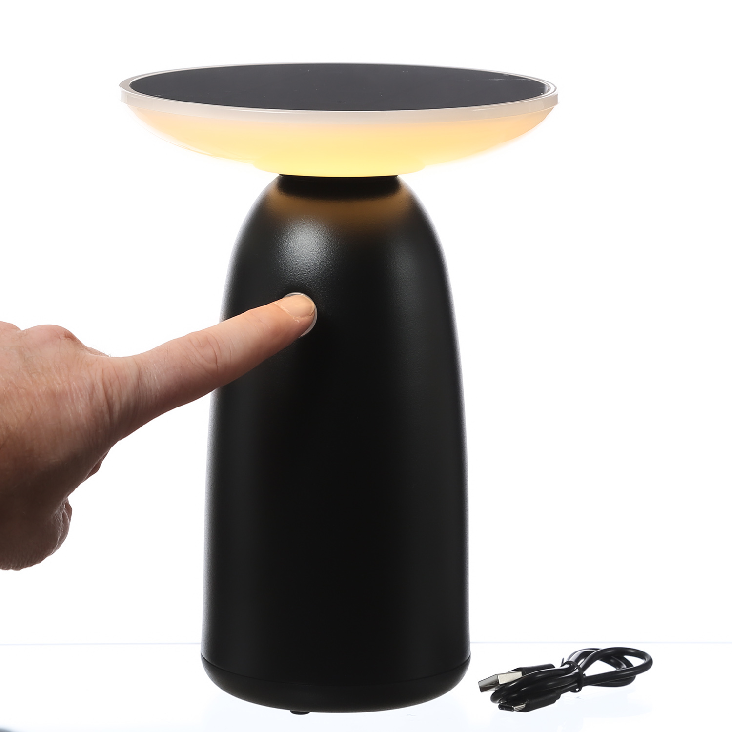 LED Solar Garten Tischleuchte - 3 Helligkeitsstufen - H: 22cm - Lichtsensor - für Außen - schwarz