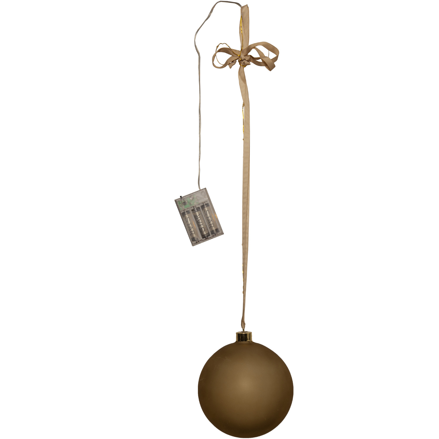 LED Christbaumkugel - Weihnachtskugel - Glas - 18 warmweiße LED - D: 15cm - Timer - Batterie - gold