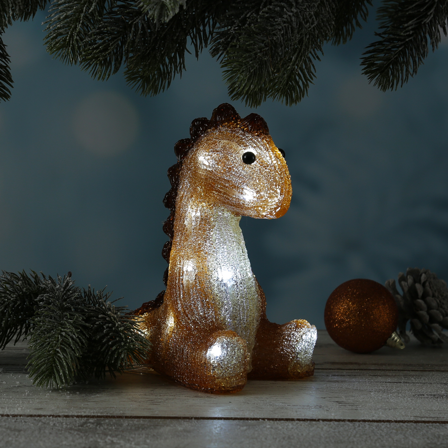 LED Eule mit offenen Augen - Acryl Tierfigur - 30 kaltweiße LED - H: 21cm - Timer