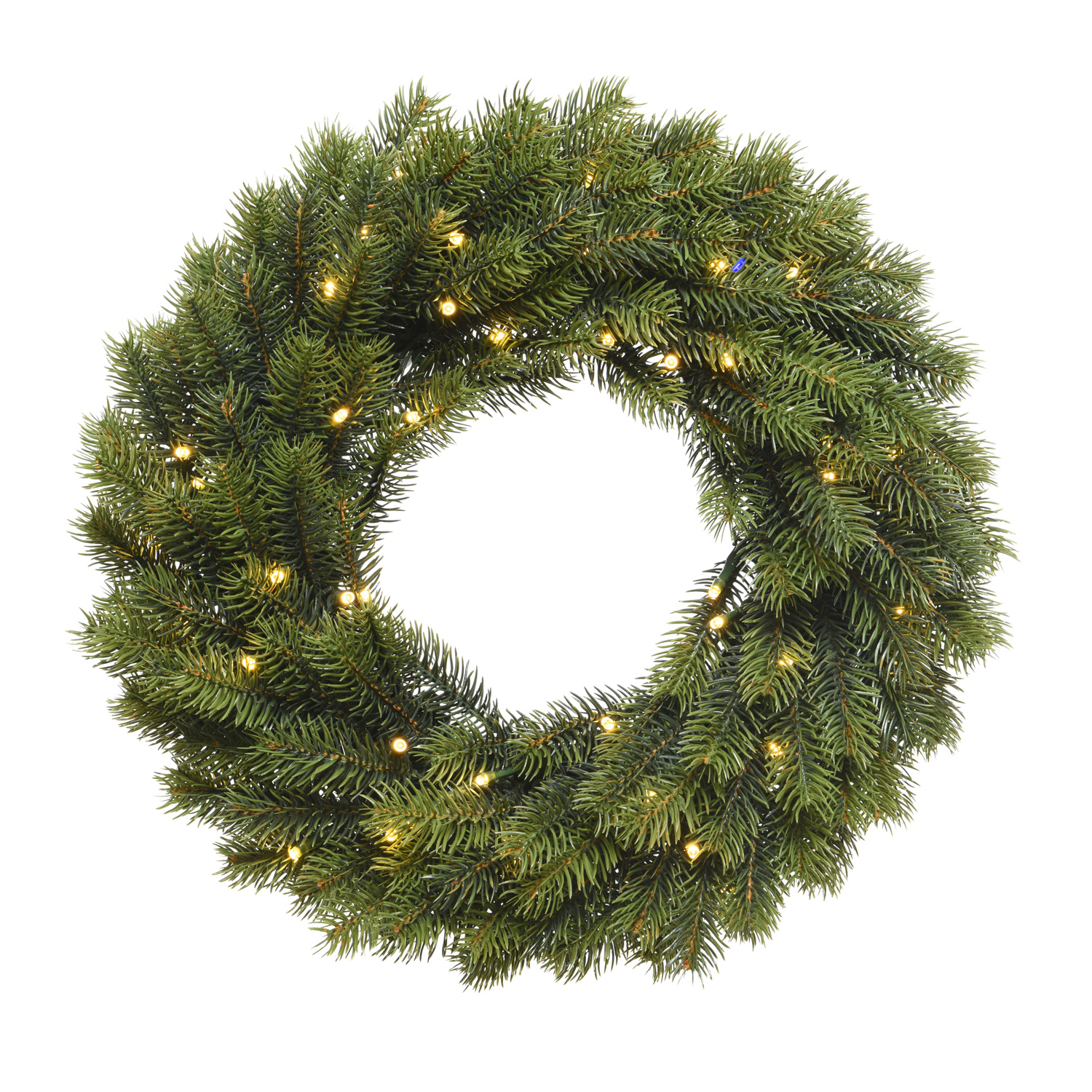 LED Tannenkranz - Kunststoff - 49 warmweiße LED - D: 40cm - Timer - Batterie - grün