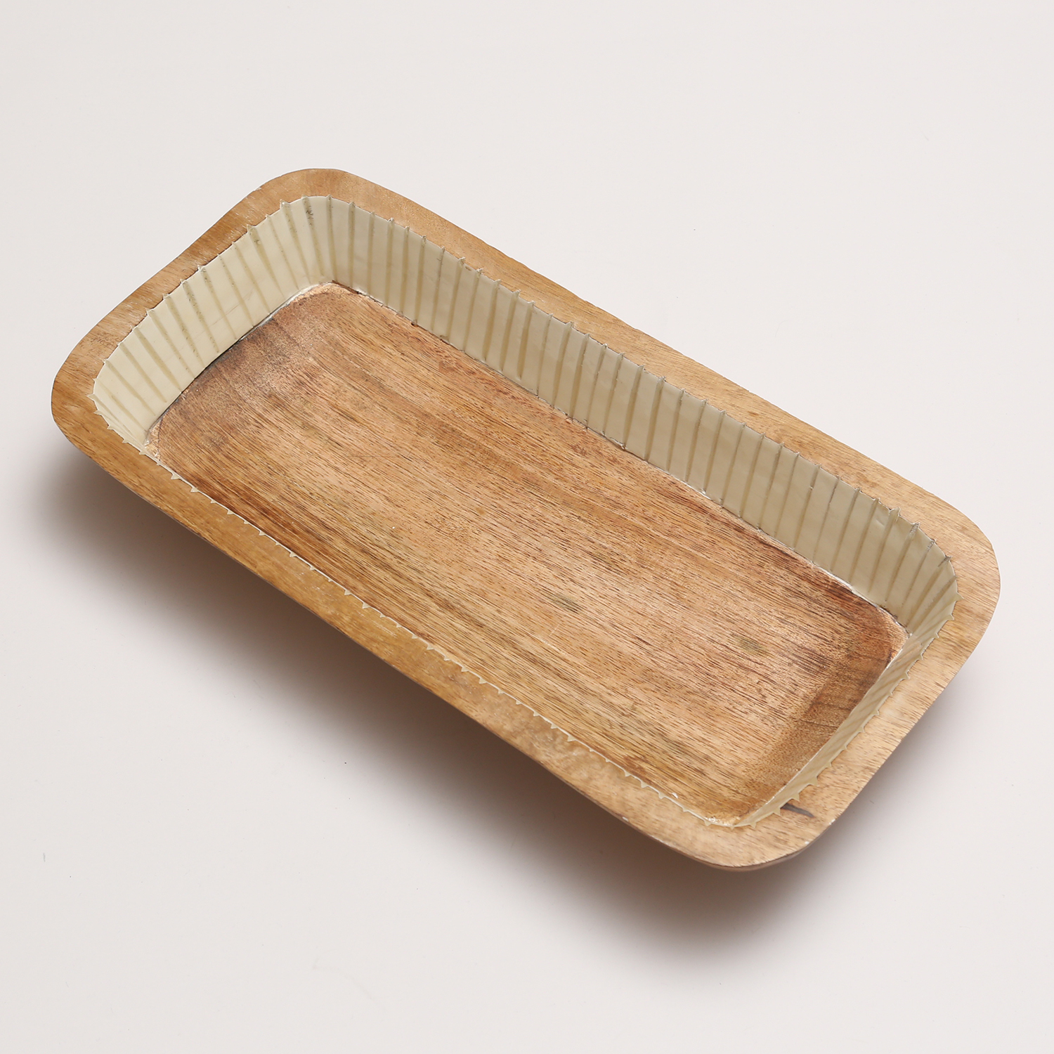 Dekoschale - rechteckig - Mangoholz - L: 40cm - H: 7,5cm - natur, weiß