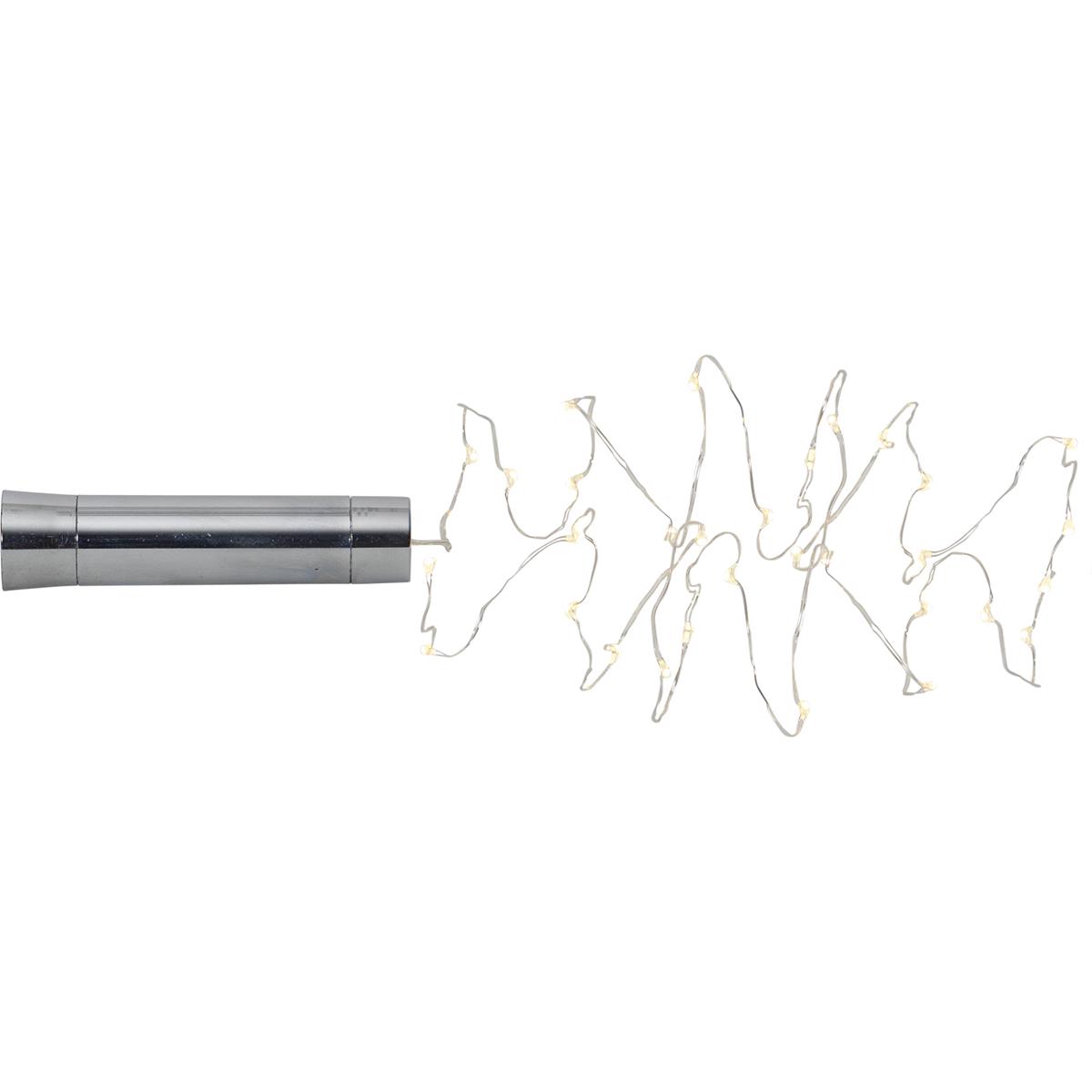 LED Drahtlichterkette "Korken" - Flaschenverschluss - 40 warmweiße LED - 2m - Timer - silber