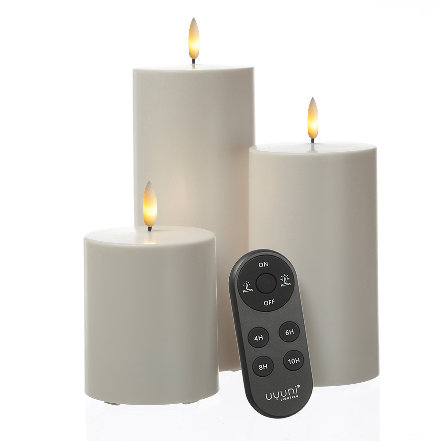 LED Kerzenset THEA - Kunststoff - 3 Groessen - inkl. Batterien-Fernb. - bis zu 2500 Std. - fuer Aussen