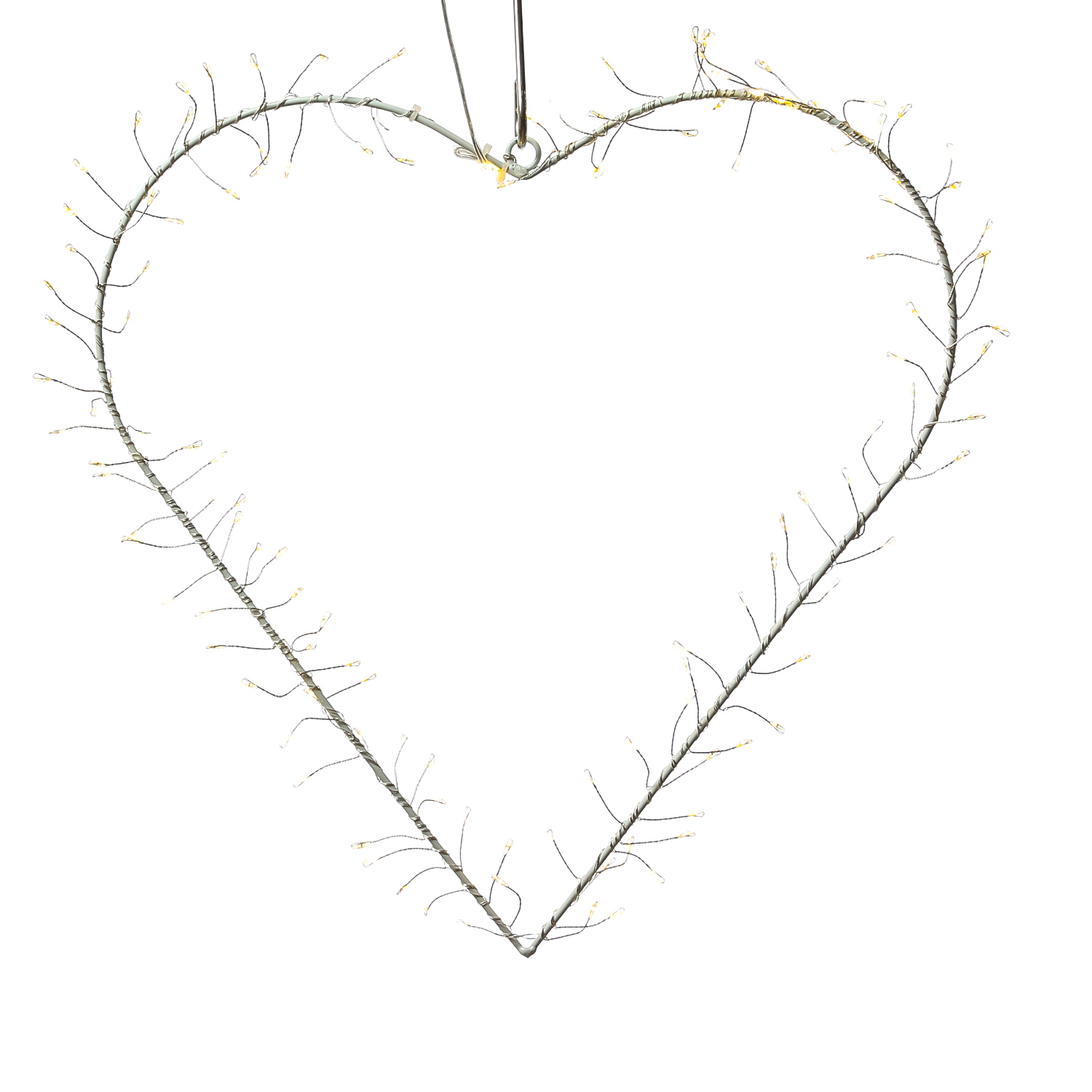 LED Herz - Metallherz - hängend - 120 warmweiße LED - H:: 40cm - 8 Modi/Timer - Außentrafo