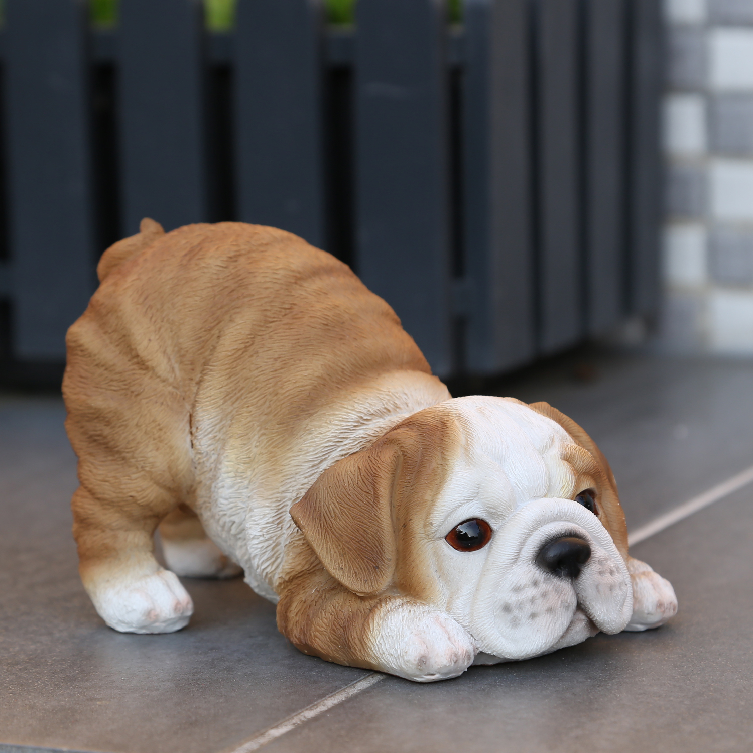 Dehner Dekofigur Französische Bulldogge Welpe | Polyresin, Ca. 18x16,5x13 Cm | Braun, Für Garten & Wohnung